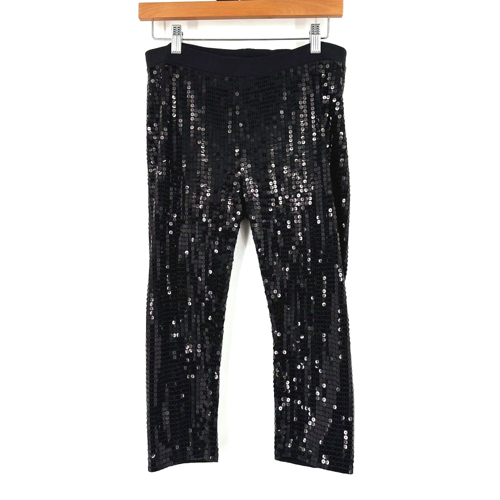 VTG Y2K Betsey Johnson Sequin Capri Leggings Large Pull-On Stretch Punk Glam